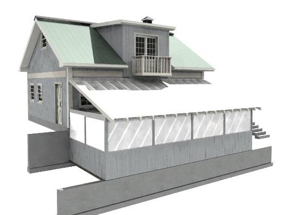 Preliminary Cad Rendering of Workshop and Greenhouse