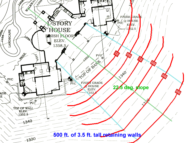 Topographic Map of Terraced Rock Walls