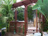 Rear Left Arbor with Passion Flower Vines