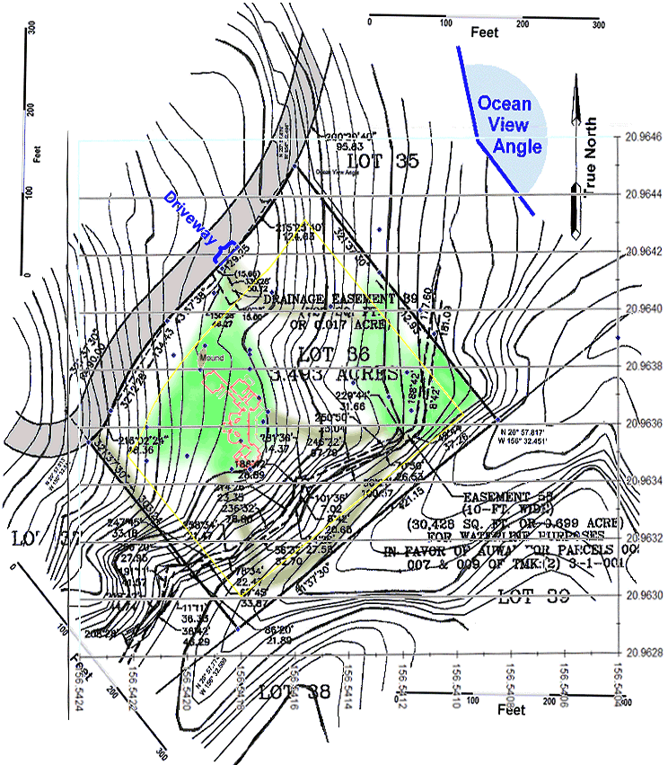 Topographic Map with House - Each Line is Five Feet